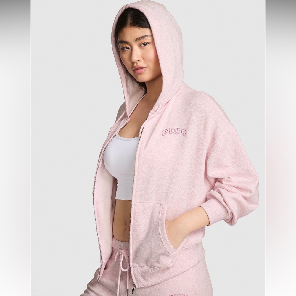 🩷VS Pink Campus Fleece Full Zip hoodie sz XL NWT